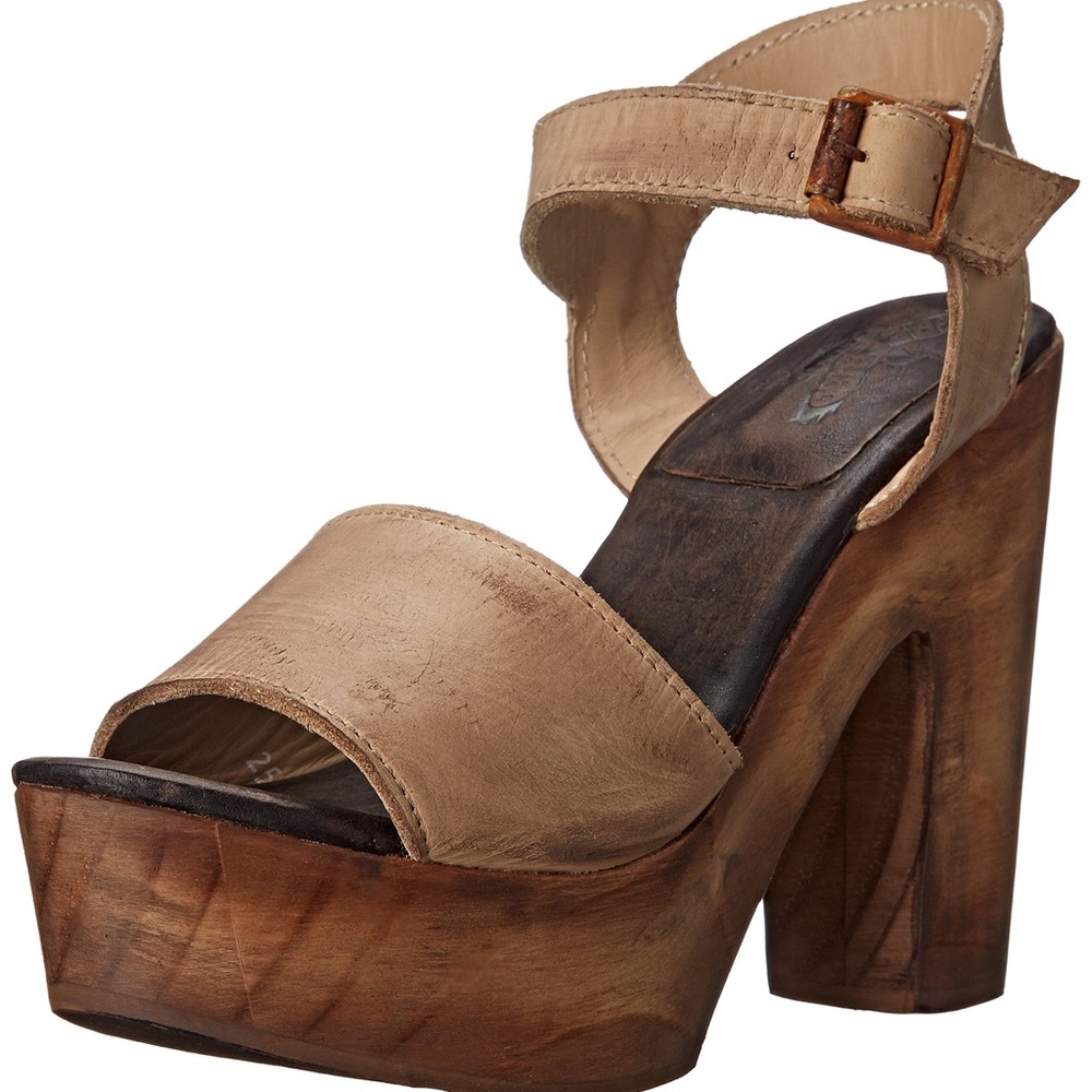 Freebird by Steven Caye wood platform heels sz 8